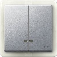 Лицевая панель Schneider Electric Merten System M для 2-кл. выключателя с подсветкой IP44 алюминий картинка